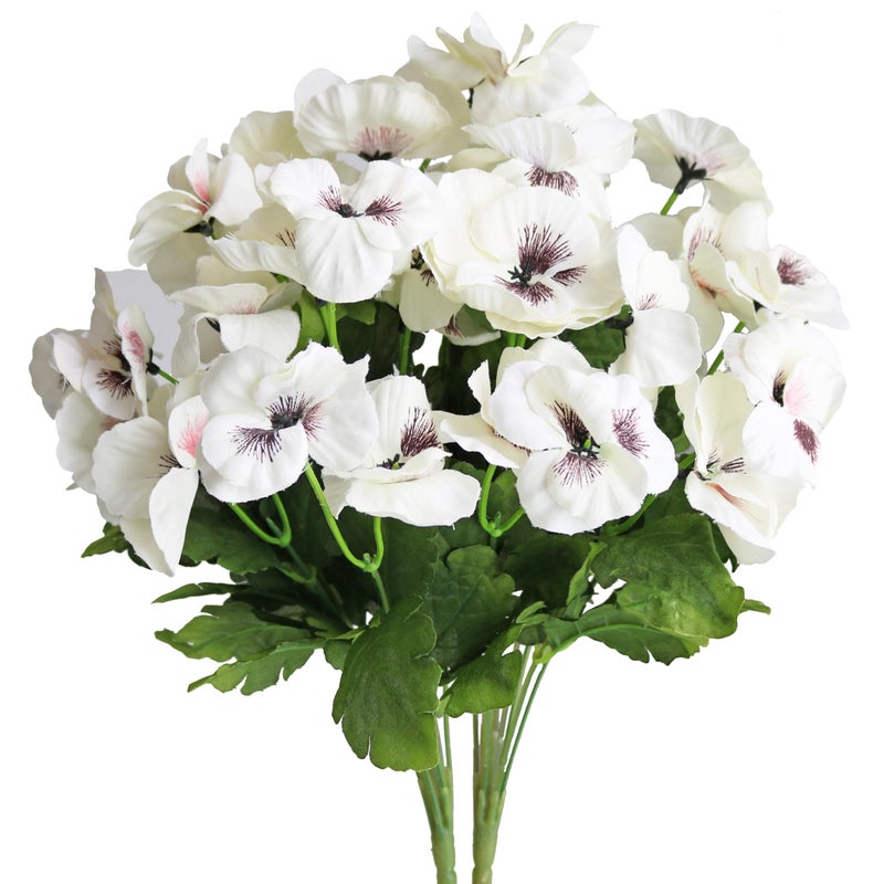 Htmeing 17 Inch Artificial Pansy Flowers Home Office Wedding Decoration (White) - Image 1